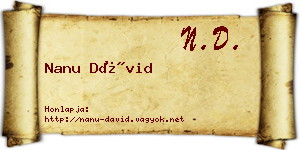 Nanu Dávid névjegykártya